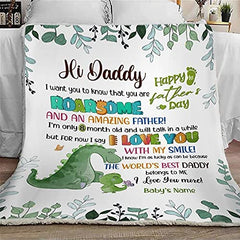 Personalized Hi Daddy Letter Blanket from Newborn Baby,  Happy 1st Fathers Day Blanket, gift for First Dad