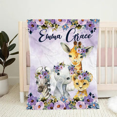 Custom Blanket for Baby Boys Girls Kawaii Animal Personalized Blankets, Gifts for Kids 30x40