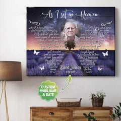 Personalized Memorial Canvas, As I Sit In Heaven, Memorial Gifts Canvas, Butterfly Mom, Dad Memorial Gifts