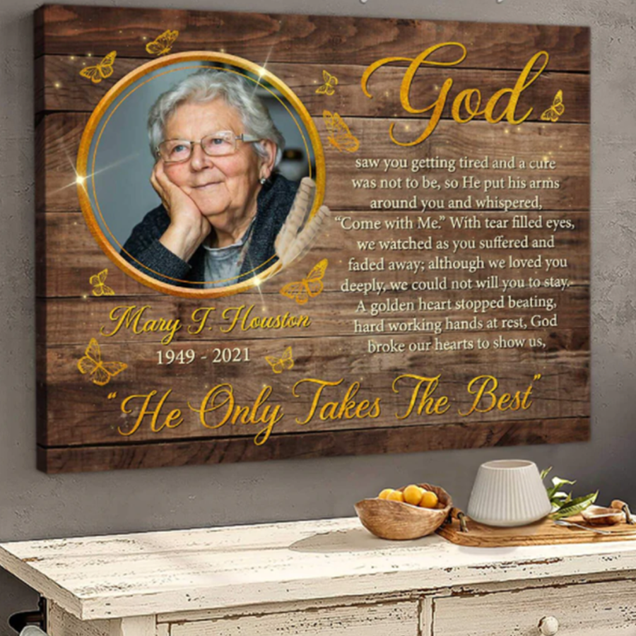 Personalized Mom God Memorial Canvas, Mother Memorial Canvas, Mom Remembrance Sympathy