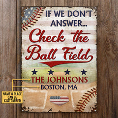 USA MADE Personalized Stars & Stripes Baseball Family Check Field Custom Classic Metal Signs