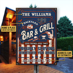 USA MADE Personalized Stars & Stripes Grilling Proudly Custom Classic Metal Signs