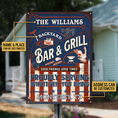 USA MADE Personalized Stars & Stripes Grilling Proudly Custom Classic Metal Signs