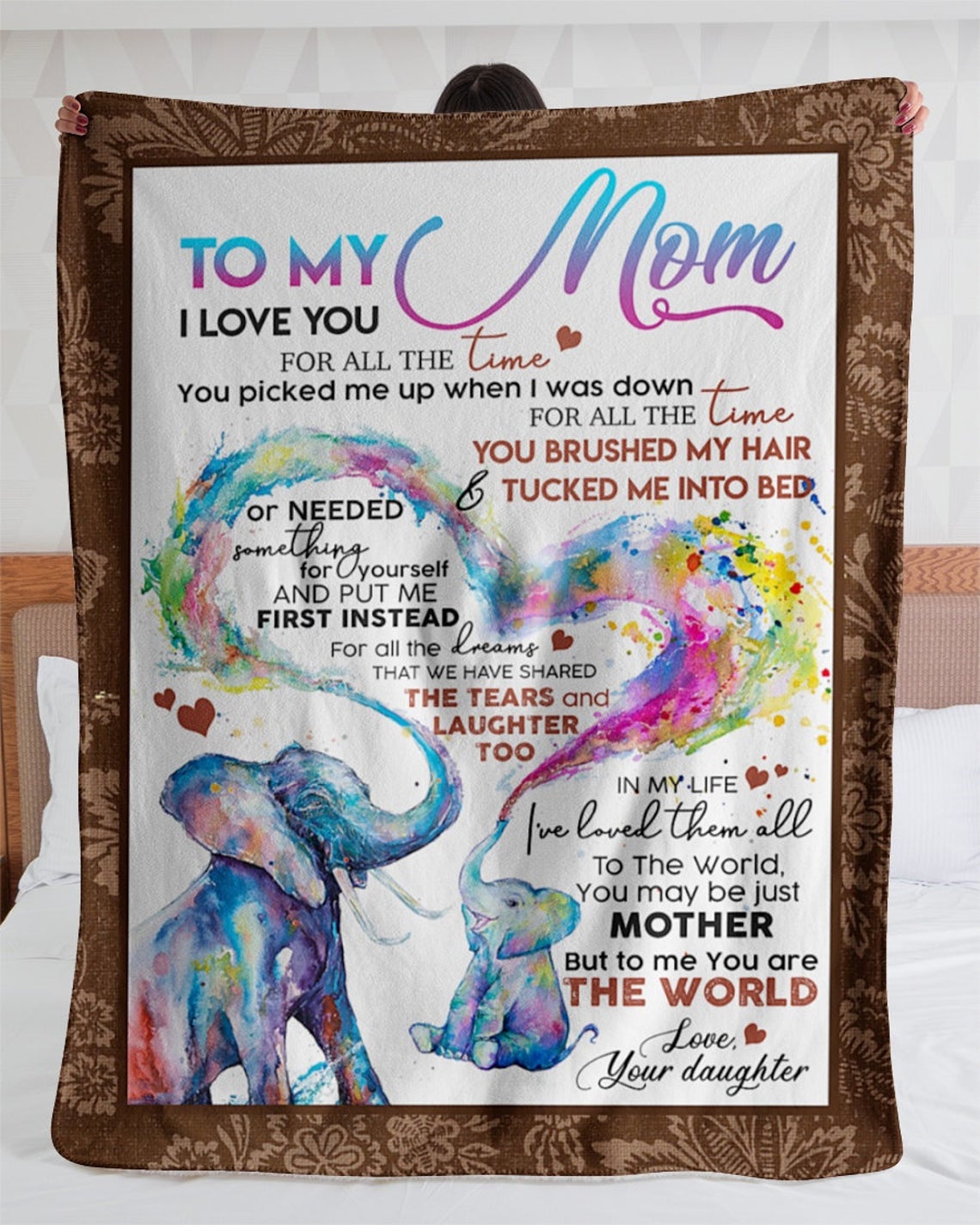 Personalized To My Mom Blanket, Mothers Day Gift, you are the world, Elephant Mom Blanket , Mother's Day 2021 Blanket Gifts