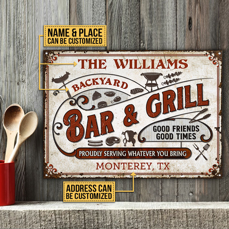 USA MADE Customized Personalized Grilling Proudly Serving Color Customized Classic Metal Signs