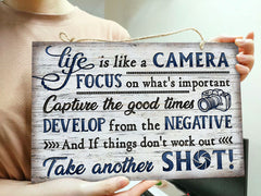 Photography Life Is Like A Camera Customized Wood Rectangle Sign