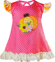 Baby Toddler Little Girl Pumpkin Patch Ruffle Pant Set - Pink Orange Stripes - Angeline Kids