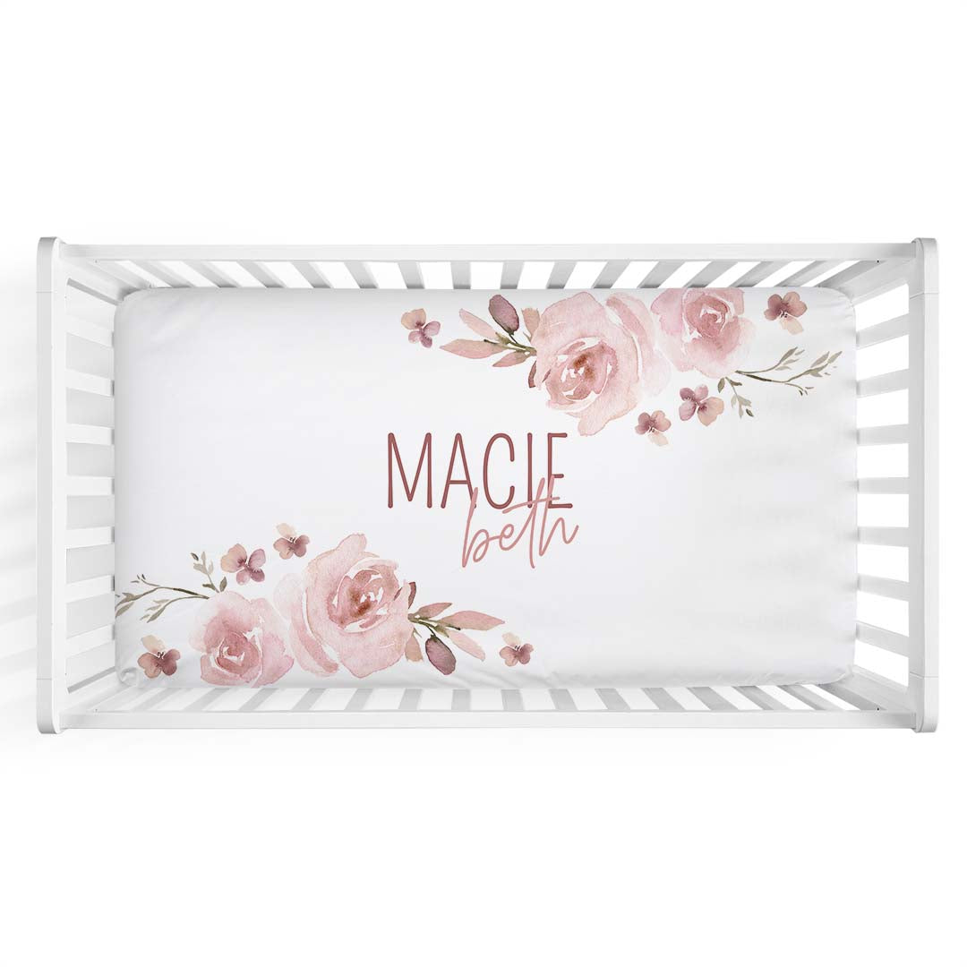 Rosie's Rose Personalized Crib Sheet