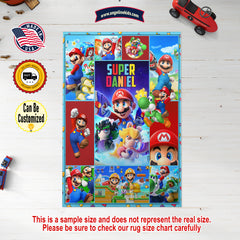 Custom Super Mario Kids Rug Carpet, Super Mario Characters Cartoon Kids Play Mat, Personalized Baby Nursery Initial Rug, Custom Super Mario Carpet Playtime