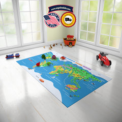 Custom Kids World Tour Board Game Rug, World Tour Boardgame Kids Play Mat, Personalized Baby Nursery Initial Rug, Custom World Tour Board Game Carpet Playtime