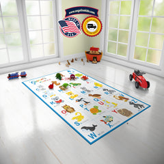 Custom Animal Themed Alphabet Rug, Educational ABC Baby Play Mat, Personalized Baby Nursery Initial Rug, Custom Name ABC Animal Educational Carpet Playtime