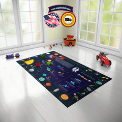 Custom Outer Space Kids Rug, Space Kids Play Mat, Personalized Baby Nursery Initial Rug, Custom Outer Space Carpet Playtime