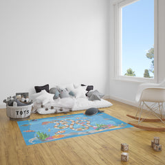 Custom Under The Sea Theme Board Game Kids Rug, Finding Nemo Path Board Game Kids Play Mat, Personalized Baby Nursery Initial Rug, Custom Board Game With Sea Animal Carpet Playtime