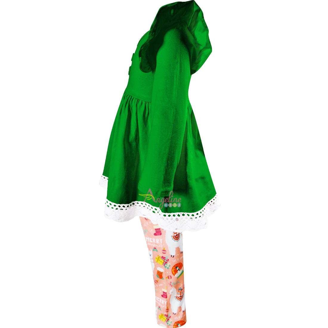 Baby Girls Christma Llama Outfit With Scarf - 3-pcs Top Leggings Scarf Sets - Angeline Kids