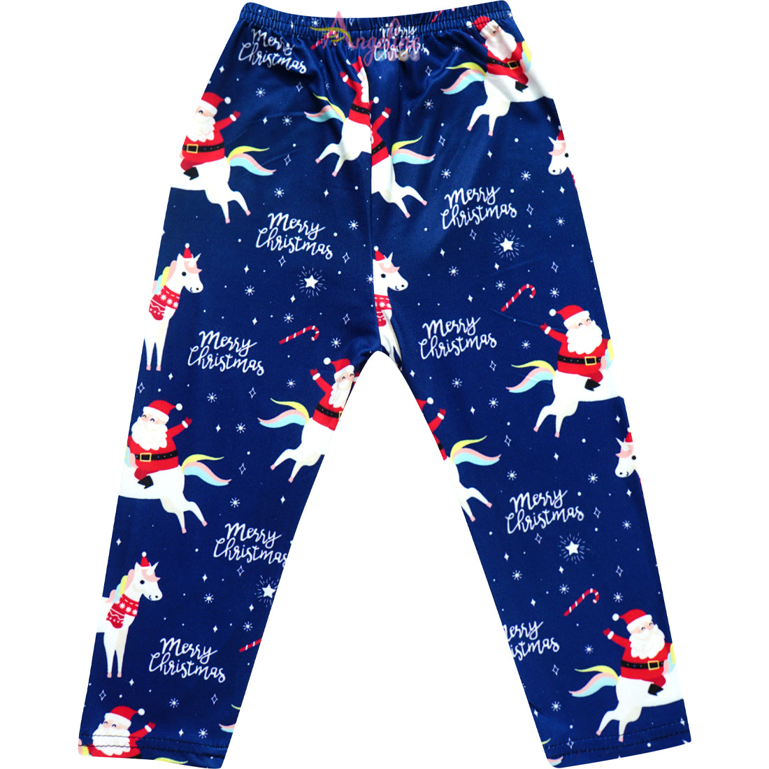 Girls Christmas Santa Unicorn Scarf Outfit Set - Red/Navy - Angeline Kids