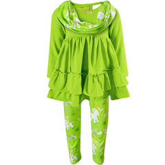 Toddler Girls St. Patricks Day Magical Unicorn Scarf Outfit - Lime - Angeline Kids