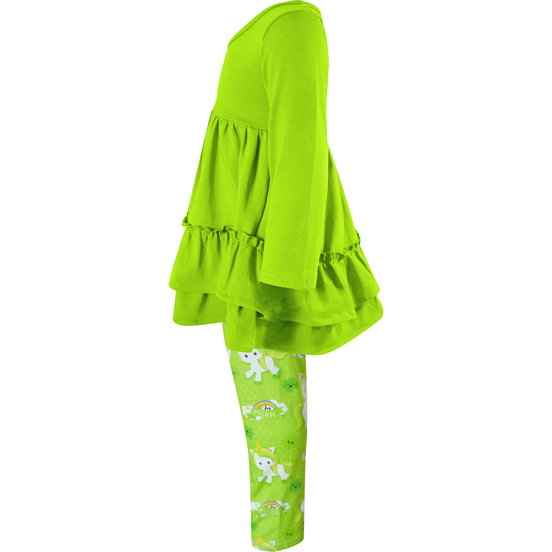 Toddler Girls St. Patricks Day Magical Unicorn Scarf Outfit - Lime - Angeline Kids