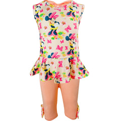 Baby Toddler Little Girls Spring Summer Minnie Mouse Peplum Top Capri Pants Set - Coral - Angeline Kids