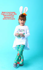 Baby Toddler Little Girl Little Miss Lucky Charm Tunic Pants Set - Green White - Angeline Kids