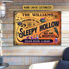 USA MADE Customized Skull Creepy Pumpkin Halloween Sleepy Hollow Please Book A Head Yard Sign Custom Classic Metal Signs