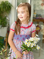 Baby Girls Spring Eadster Summer  Floral Geometric Smocked Dress