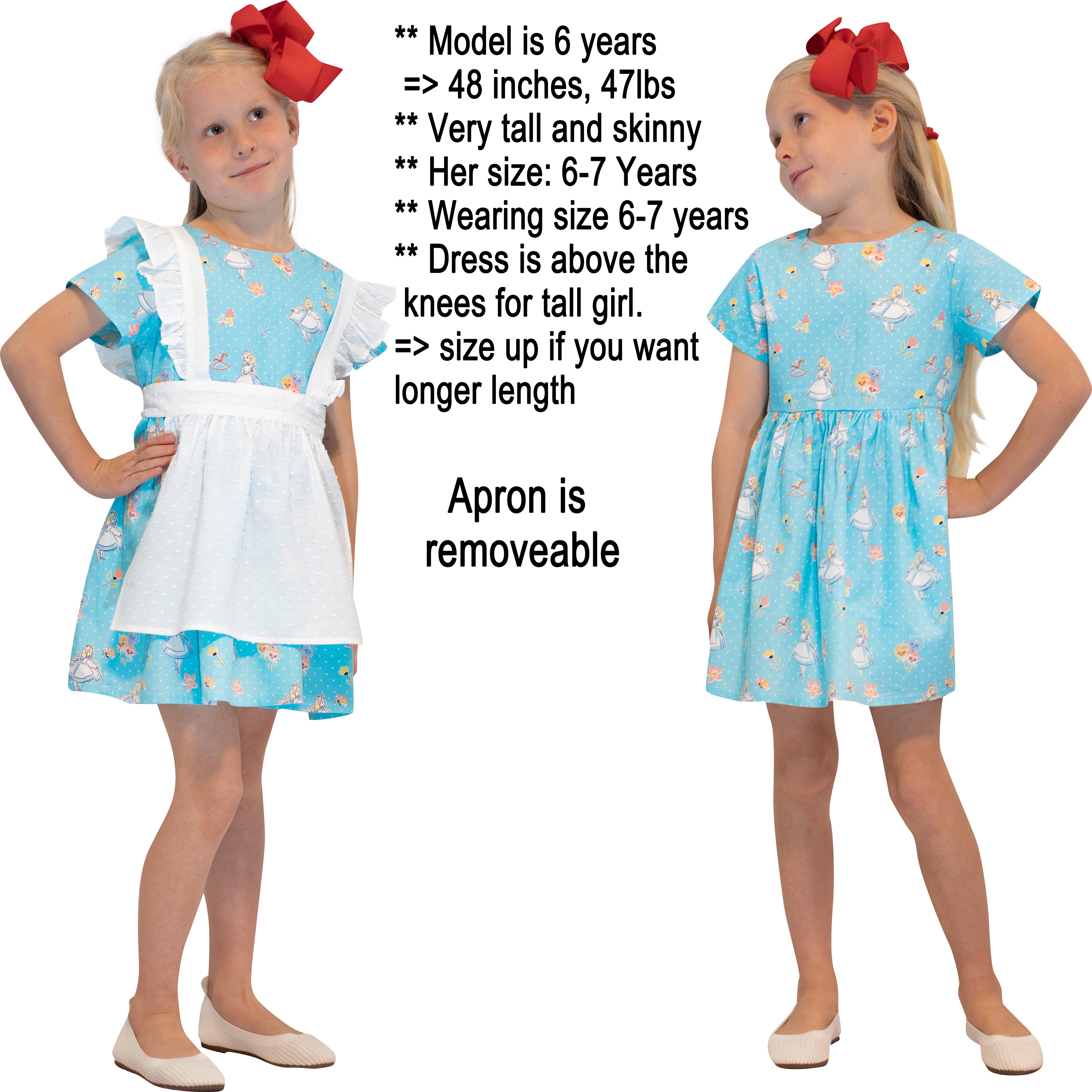 Baby Toddler Little Girls Story Time Character Alice In Wonderland Pinafore Apron Dress - White Blue - Angeline Kids
