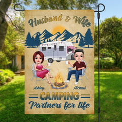 Camping Partners For Life Personalized Custom Camping Couple Garden Flag C759