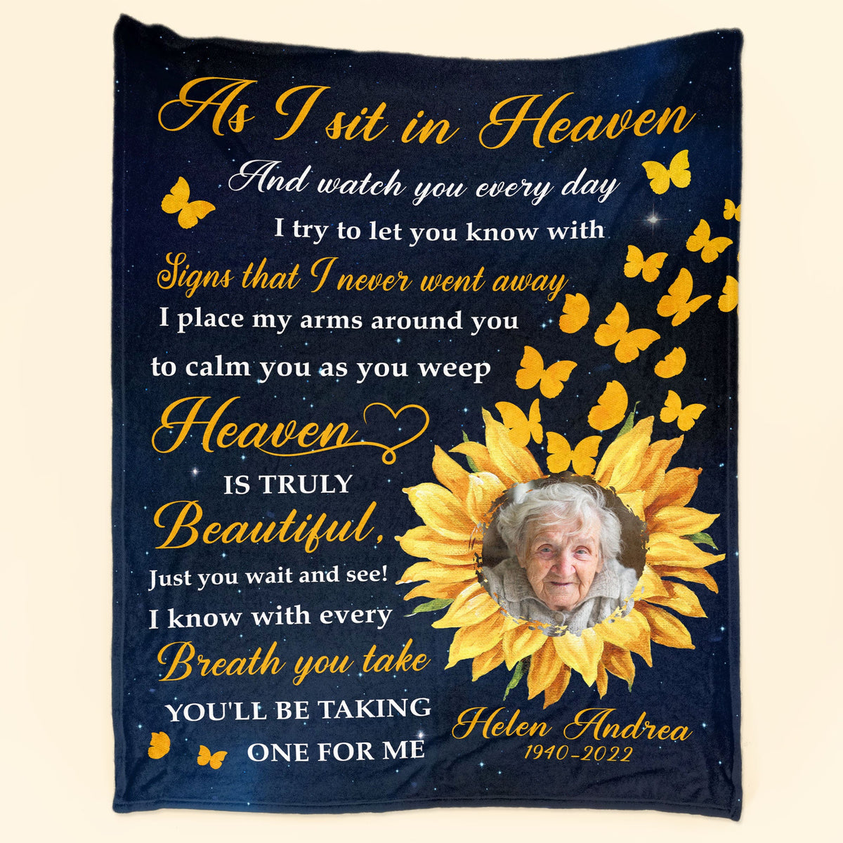 USA MADE Sunflower Memorial - Personalized Photo Blanket