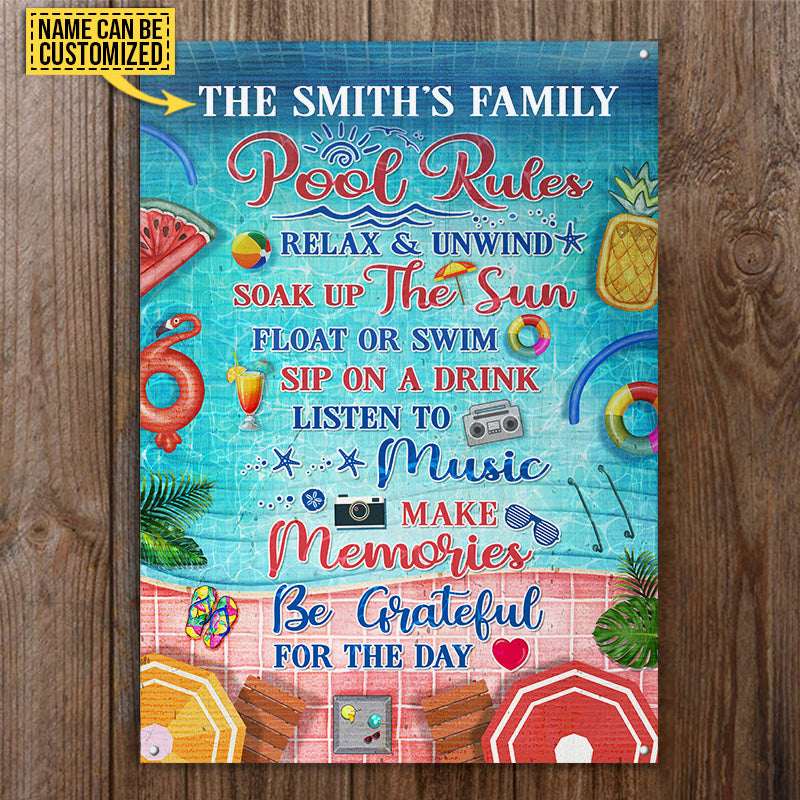 USA MADE Customized Swimming Pool Rules Relax And Unwind Custom Classic Metal Signs