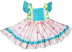 Boutique Clothing Girls Unicorn Ruffle Top & Pants Outfit Clothing 2-pc Set - Aqua/Pink - Angeline Kids