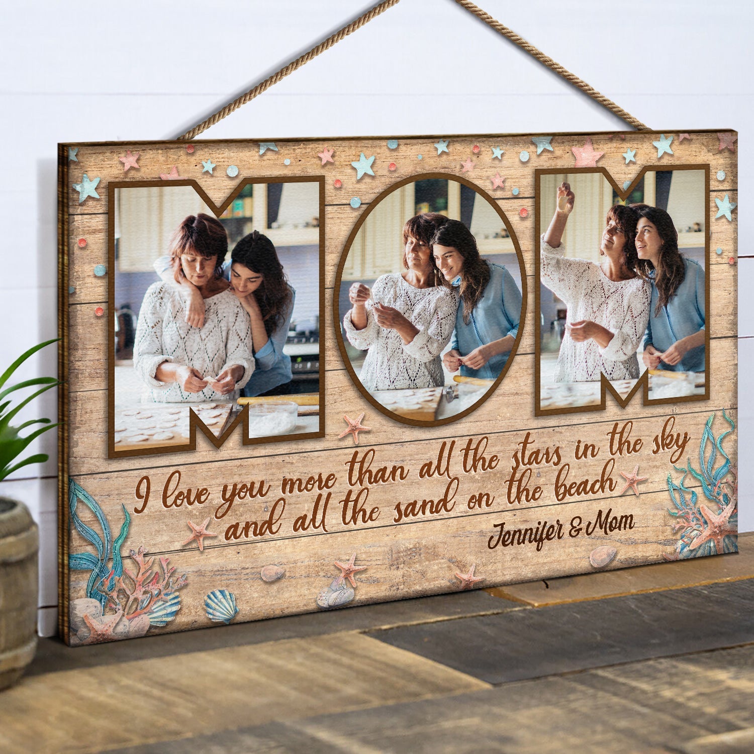 Custom Photo We Love You More Than All - Birthday, Home Decor, Loving Gift For Mother, Mama, Grandma, Grandmother - Personalized Custom Wood Rectangle Sign