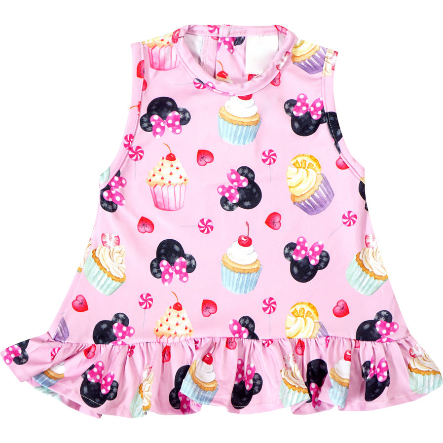 Baby Girls Disneyland Trip Mouse Birthday Cupcake Sweet Treat Ruffle Tank Shorts Outfit - Angeline Kids