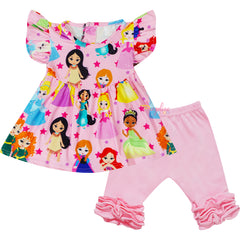 Girls Fairy Tale Princess Ruffle Top Shorts Set - Pink - Angeline Kids