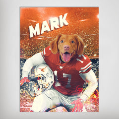 USA MADE Personalized Football League Pet Canvas| Custom 'Texas Horn Doggos' Personalized Pet Poster, Portrait Wallart