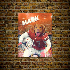 USA MADE Personalized Football League Pet Canvas| Custom 'Texas Horn Doggos' Personalized Pet Poster, Portrait Wallart