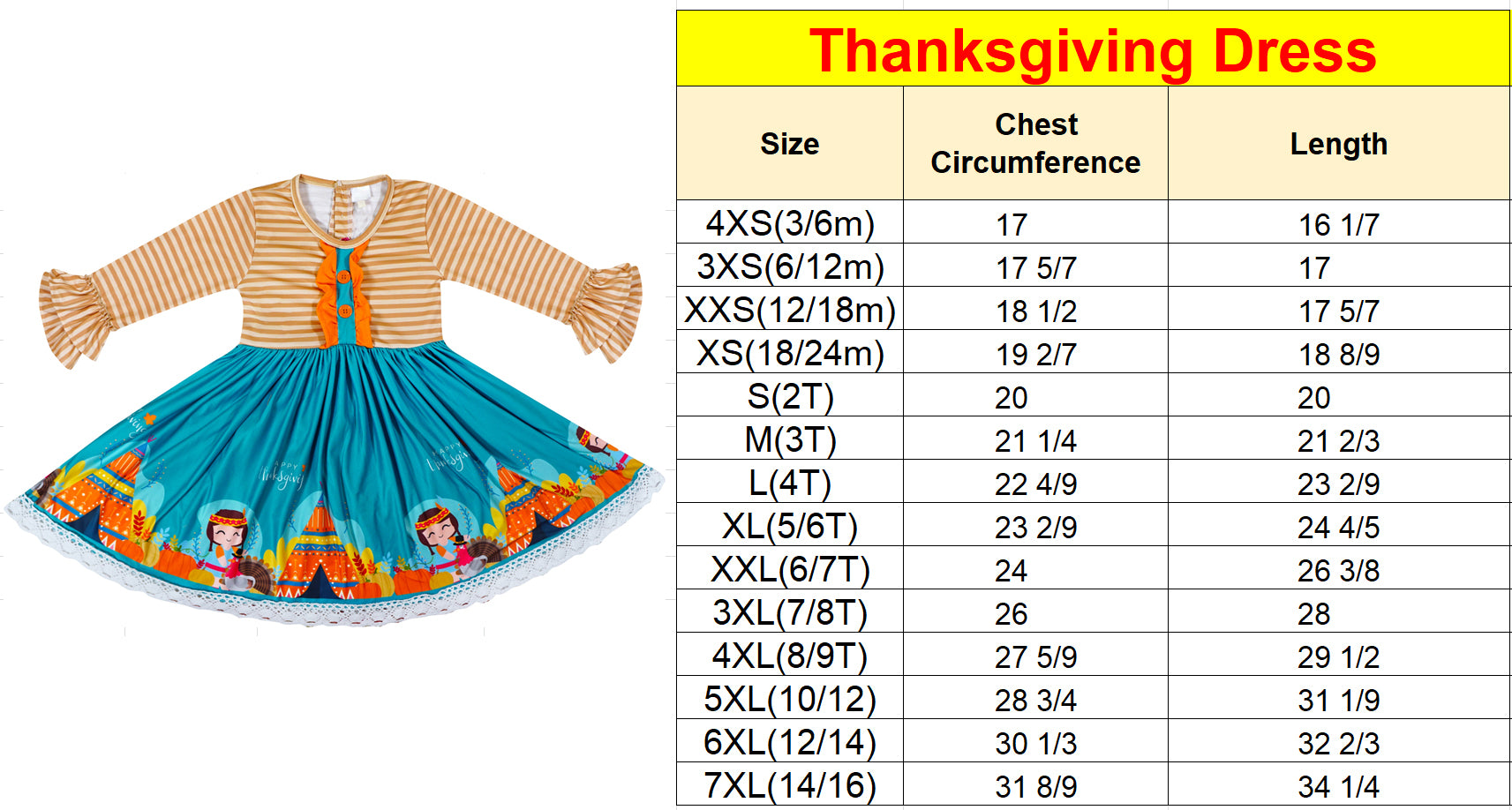 Baby Toddler Little Girls Thanksgiving Turkey Stripes Dress with Free Headband - Angeline Kids