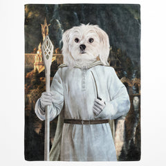 Crown and Paw - Blanket The White Sorcerer - Custom Pet Blanket 30" x 40" / Background 3