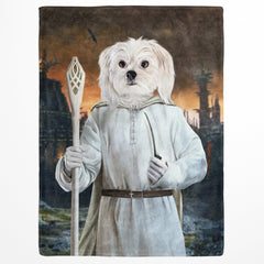 Crown and Paw - Blanket The White Sorcerer - Custom Pet Blanket 30" x 40" / Background 4