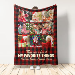 USA MADE These Are A Few Of My Favorite Things - Personalized Photo Blanket - Christmas Gift For Grandma, Nana, Mama, Family - Photo Upload