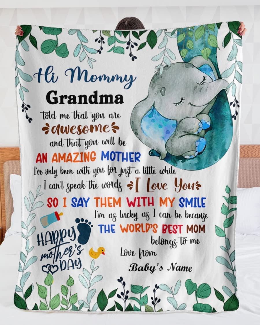 To My Mom Blanket, Mommy To Be Elephant Cute Fleece Blanket, Mother's Day Blanket, Blanket For Mom From Daughter