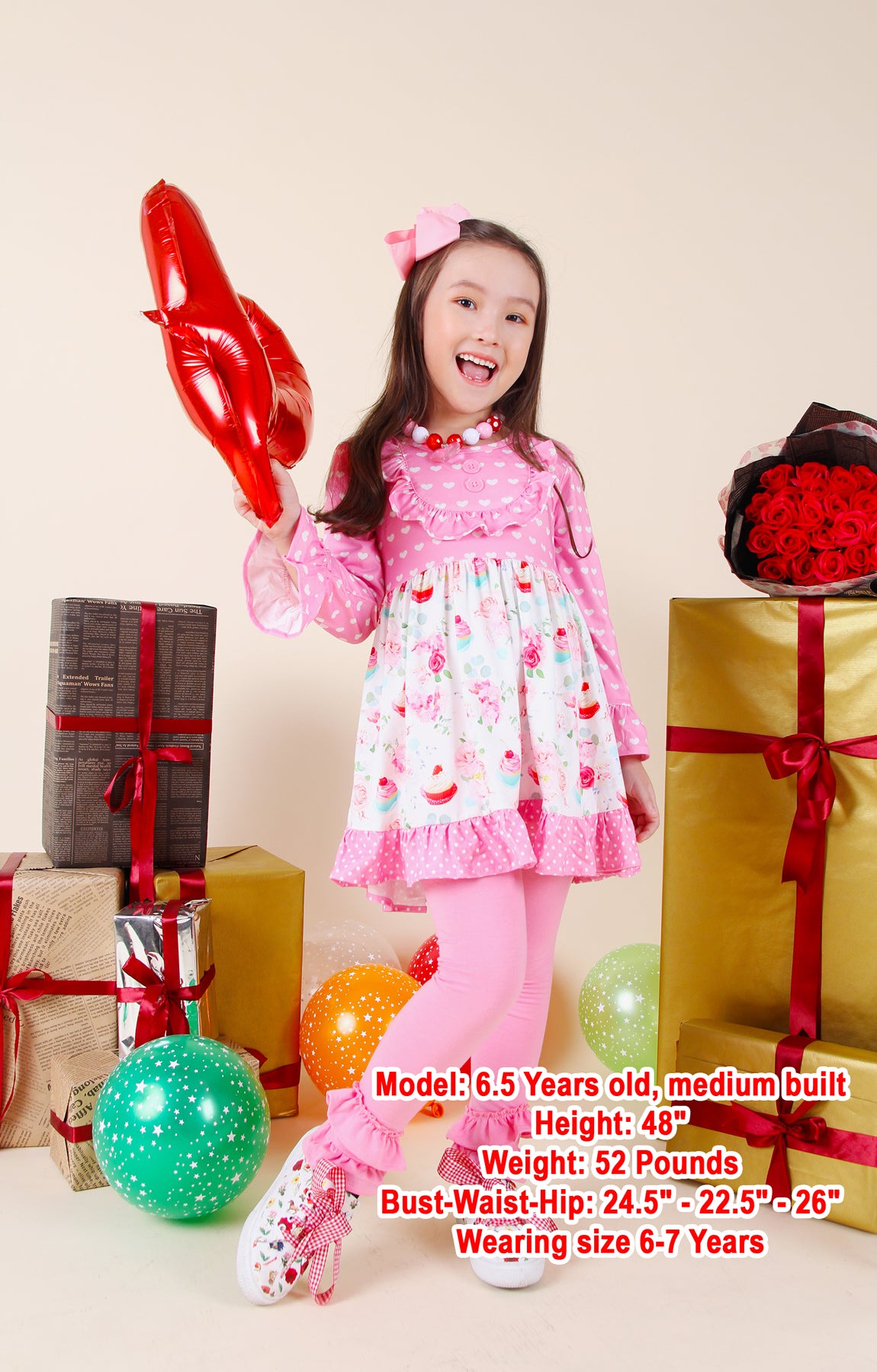 Baby Toddler Little Girls Valentines Day Cupcake Rose Dress Leggings S –  Angeline Kids
