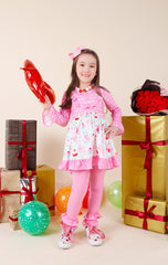 Baby Toddler Little Girls Valentines Day Cupcake Rose Dress Leggings Set - Angeline Kids