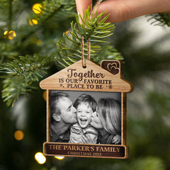 Custom Photo Family Where Life Begins And Love Never Ends - Christmas Gift For Family - Personalized Custom 2 Layered Wooden Ornament