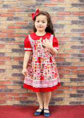 Baby Toddler Little Girls Valentines Love Cupcake Heart Babydoll Lace Dress