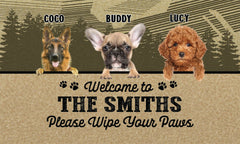 USA MADE Welcome To The Smiths Please Wipe Your Paws Doormat | Personalized Pet Doormat, Floormat, Kitchenmat Home Decor
