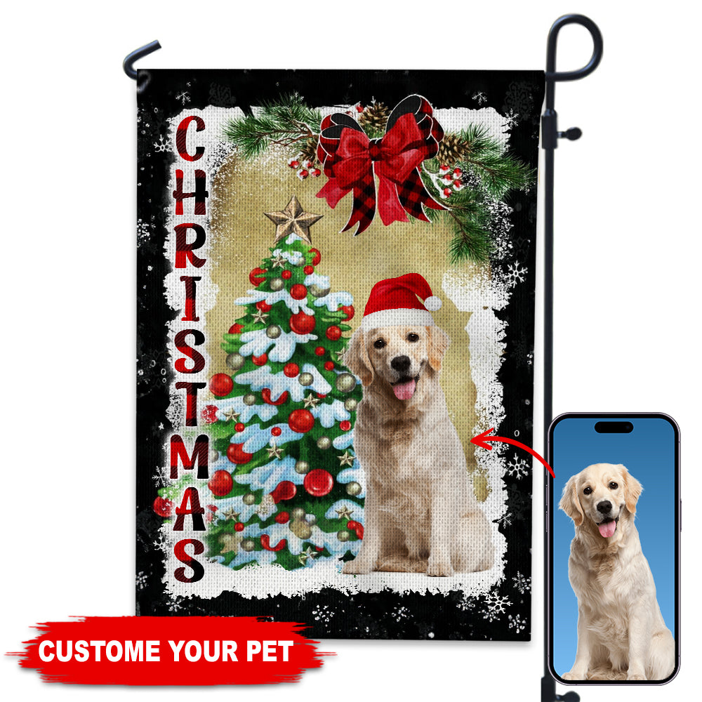 USA MADE Christmas Pet Photo| Personalized Flag | Gift For Family, Gift For Pet Lover, Christmas Gift| Custom Pet Photo Flag Christmas Home Decor Gift