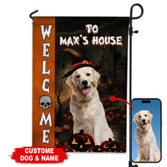 Welcome Flag - Custom Photo And Text - Personalized Halloween Flag - Halloween Gift