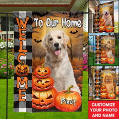 Happy Halloween Flag - Personalized Pet Photo And Name Flag - Gift For Pet Lovers, Halloween Gift