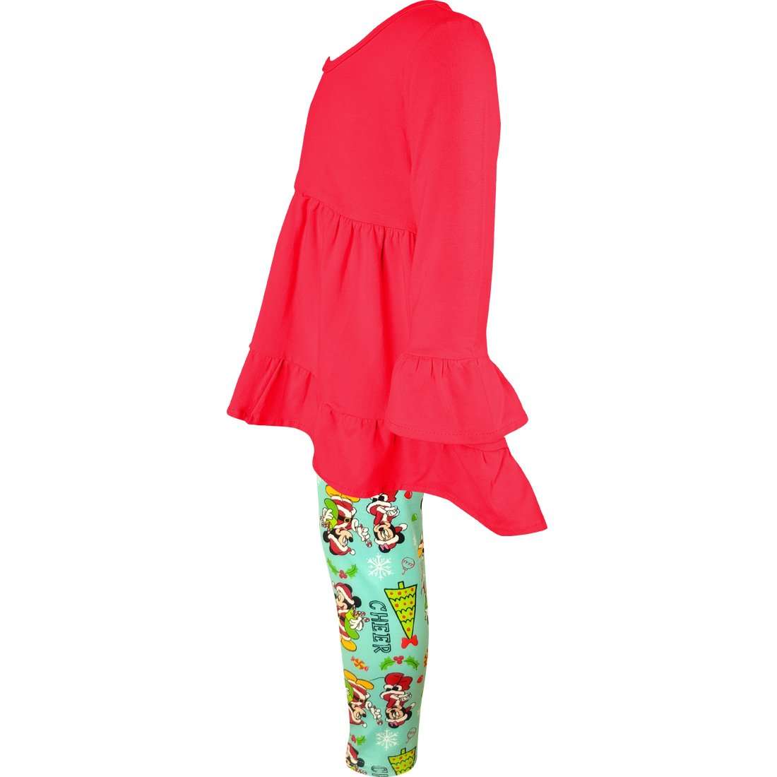Angeline Kids:Toddler Little Girls Disney Christmas Minnie Mickey Mouse Scarf Outfit - Hot Pink Mint
