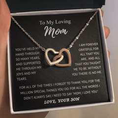 To My Loving Mom | I Am Forever Grateful For You | Interlocking Hearts Necklace
